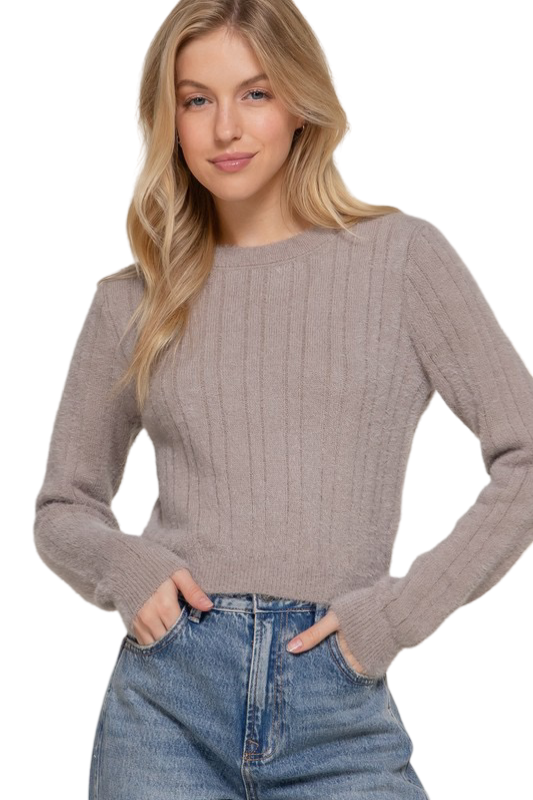 Apparel- Active Basic Long Sleeve Crew Neck Sweater Top