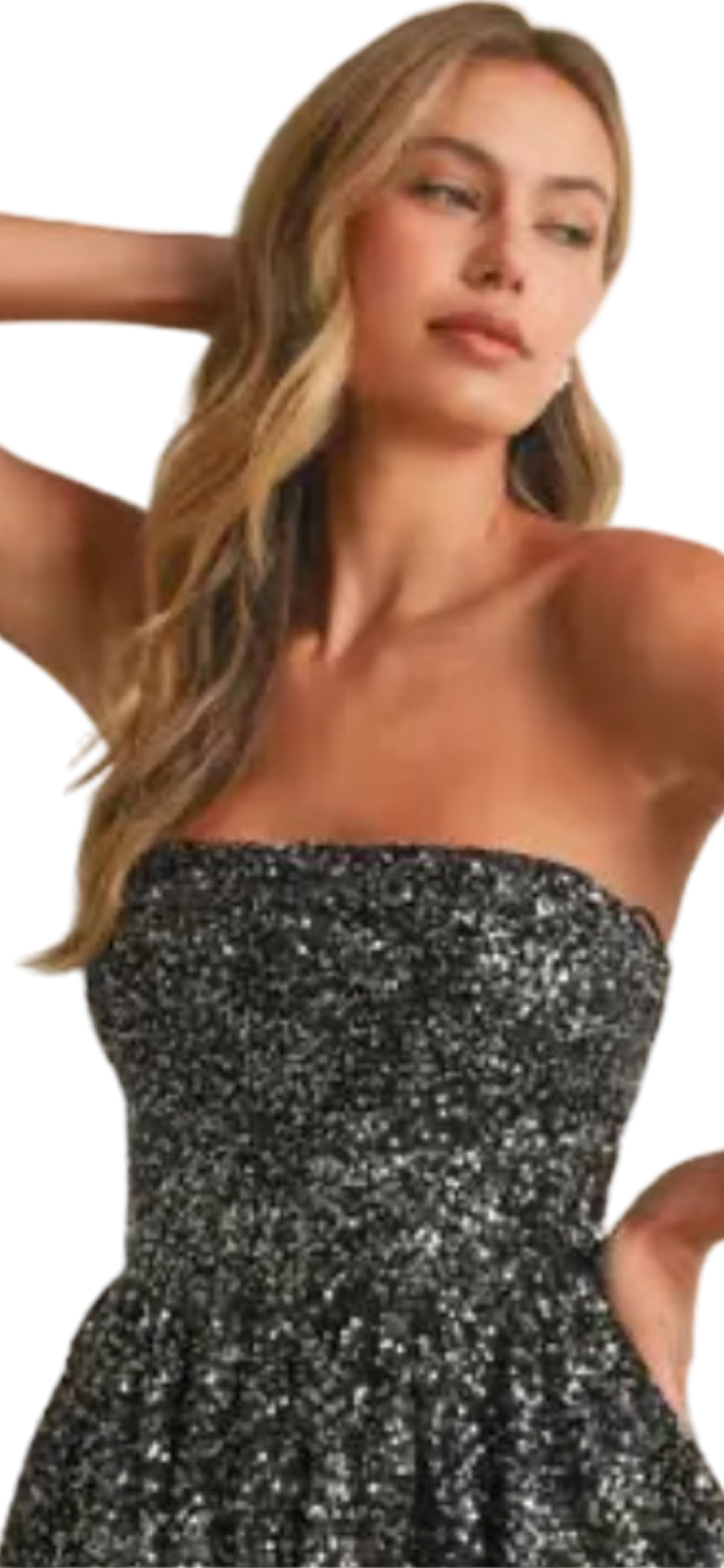 Apparel- Klesis Sleeveless Sequin Bubble Bottom Mini Dress