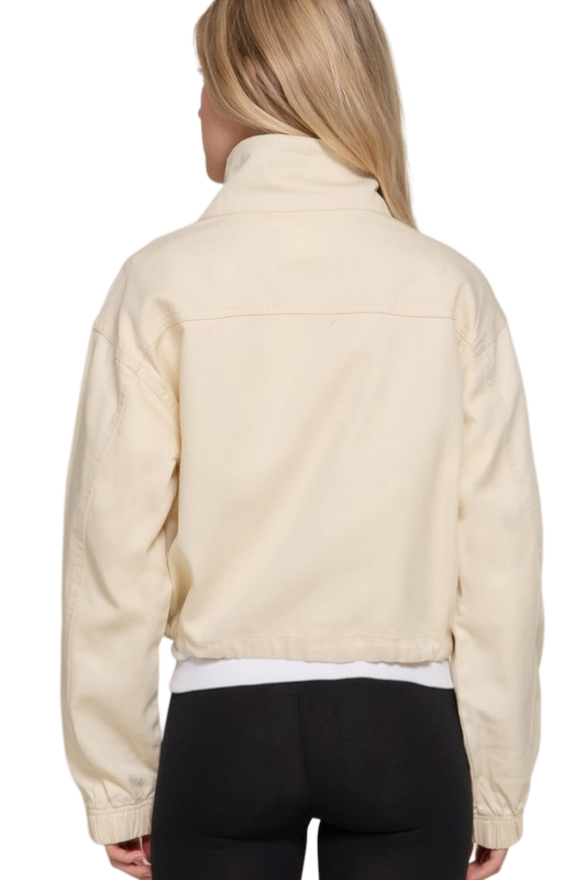 Apparel- Active Basic High Neck Twill Cropped Jacket