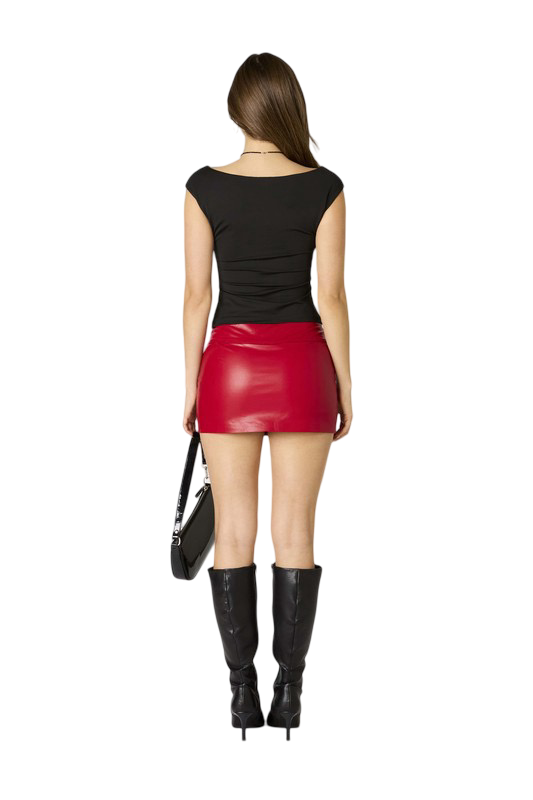 Apparel- CCLA Leather Mini Skirt With Side Zipper