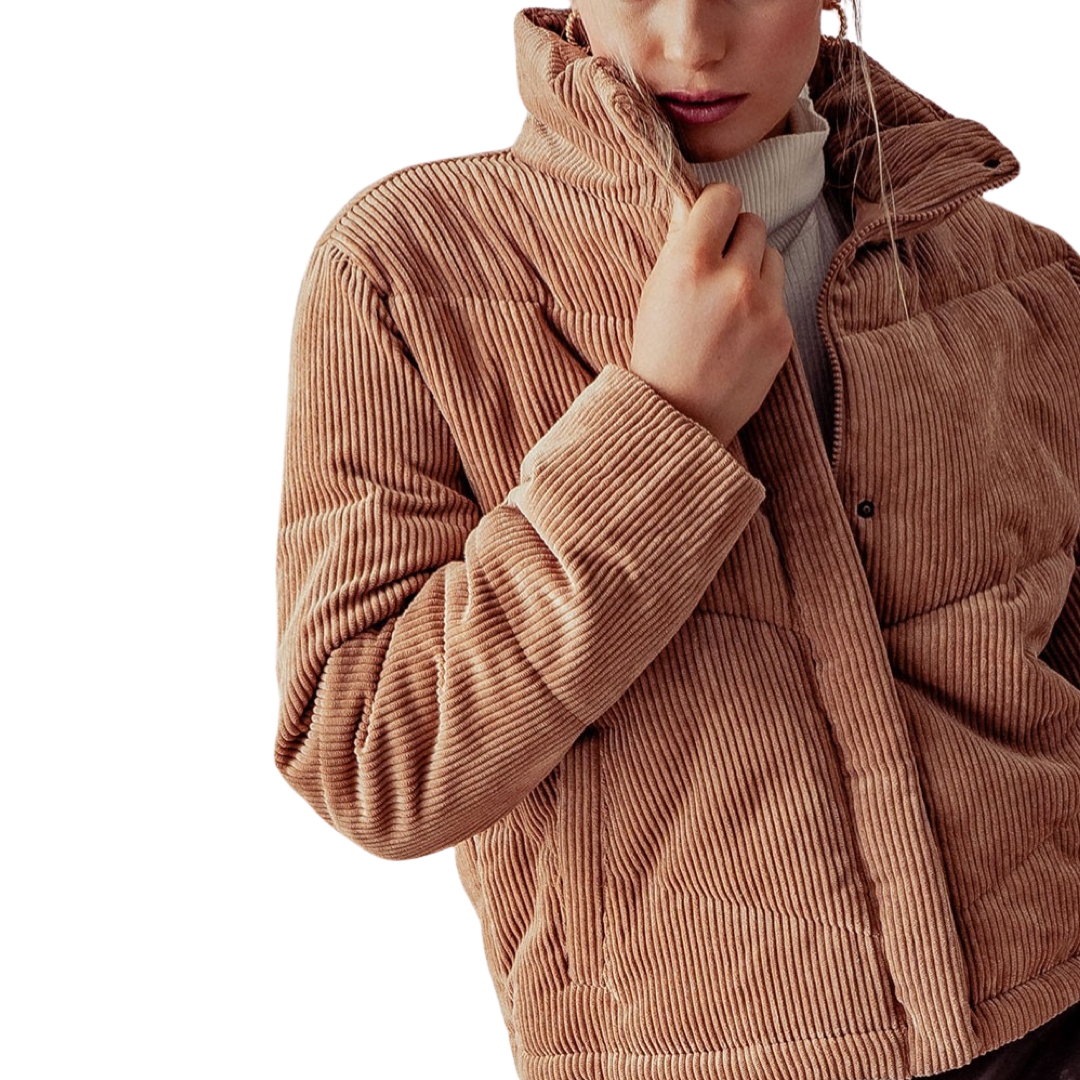 Apparel- Trend Notes High Collar Corduroy Puffer Jacket