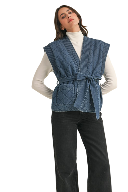 Apparel- En Merci Quilted Denim Vest