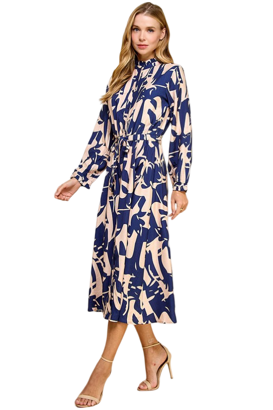 Apparel- TCEC Abstract Print Tiered Midi Dress