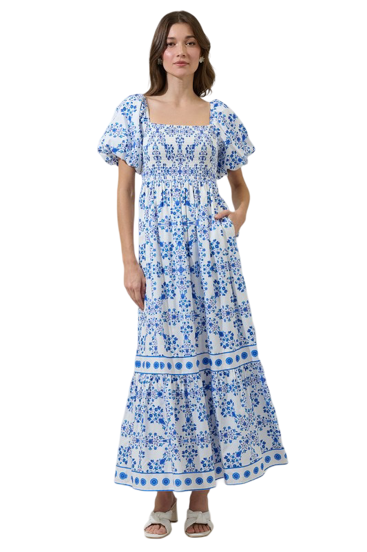 Apparel- Sugarlips Veral Floral Berky Smocked Maxi Dress