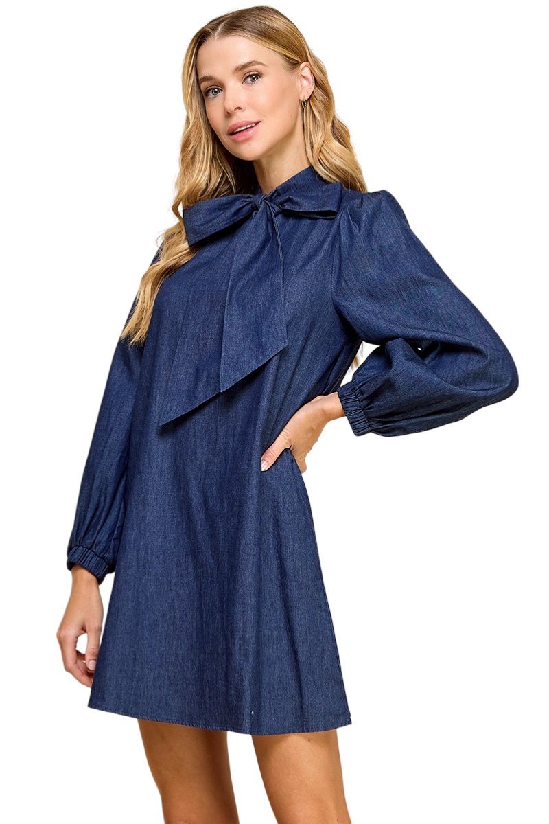 Apparel- TCEC Bow Tie Denim Dress