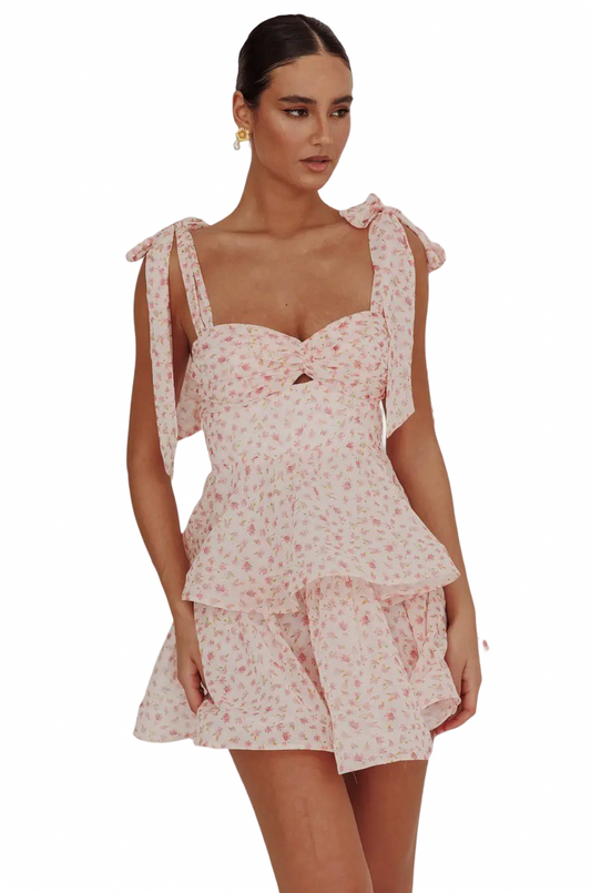 Apparel- Angel Biba Shoulder Strap Floral Mini Dress