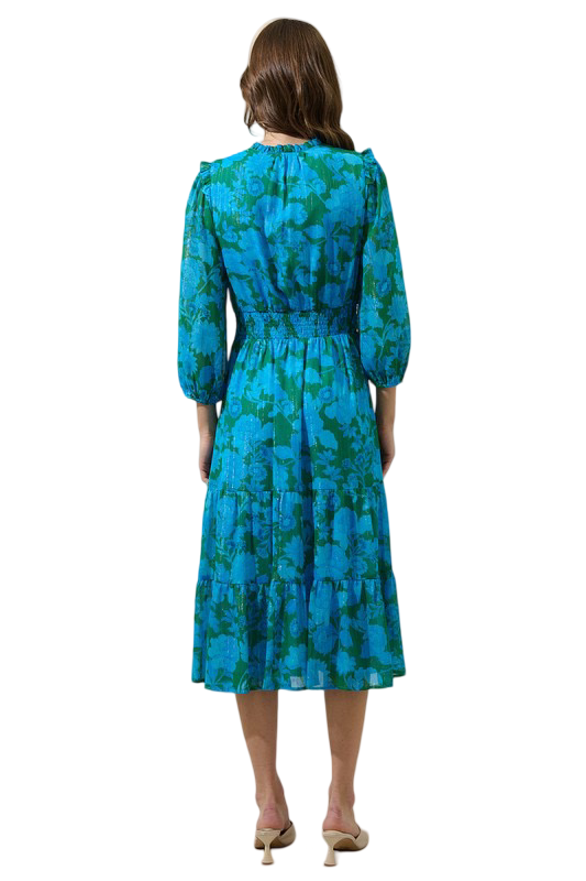 Apparel- Sugarlips Akeem Floral Henri Smocked Midi Dress