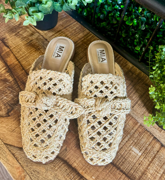 Shoes- MIA Layce Raffia Style slide Slipper Shoe