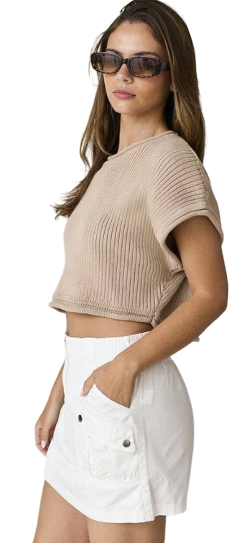 Apparel- Papermoon Olivia Cropped Rib Knit Top