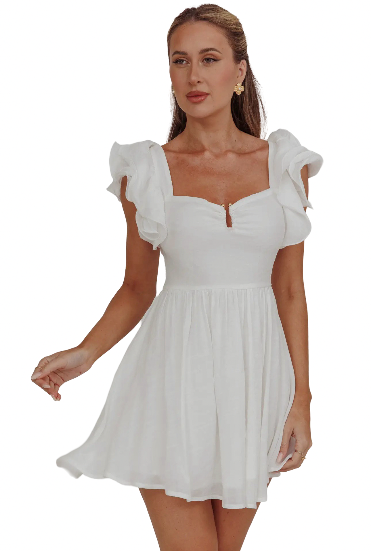 Apparel- Angel Biba Ruffled Sleeve Mini Dress