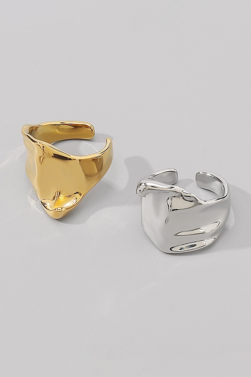 Rings- M&E Bling Chunky Gold Irregular Open Ring