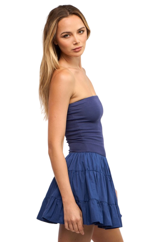 Apparel- Sky to Moon Tiered Drop Waist Tube Mini Dress