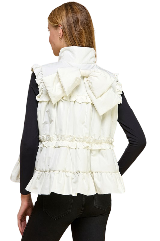 Apparel- TCEC Ruffle Trim Bow Back Detail Vest