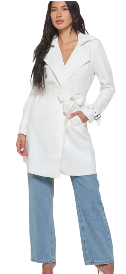 Apparel- B. Coature Faux Suede Wrap Trench