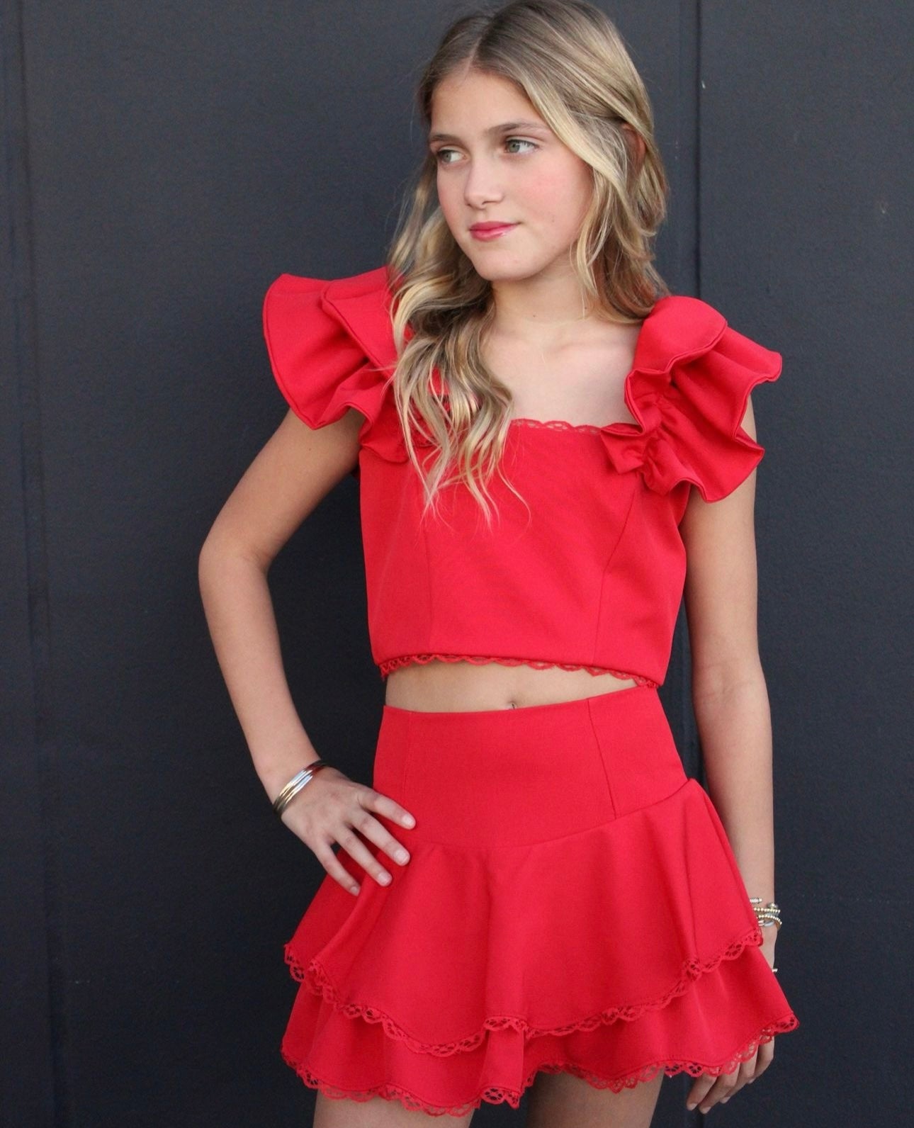 Girls- If So Lace Trim Skirt