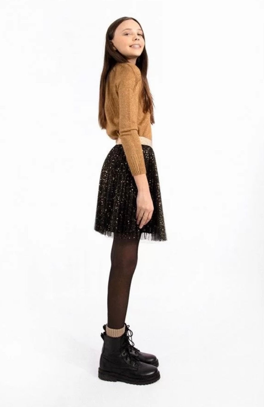 Girls-Mini Molly Bracken Knitted Tulle With Gold Flecks Skirt