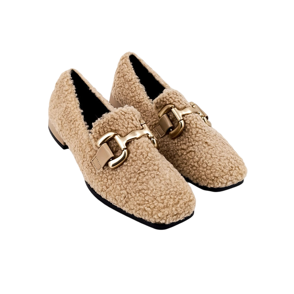 Shoes- Therese Faux Leather And Sherpa Loafers