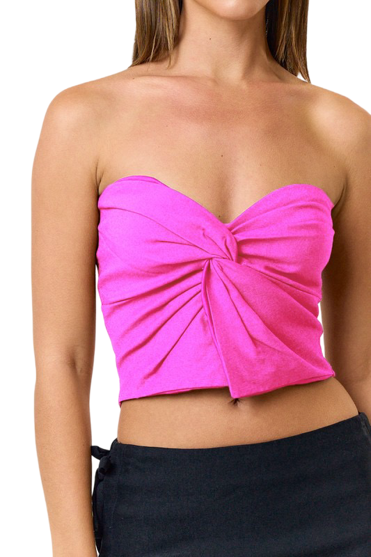 Apparel- Blue Blush Twist Detail Crop Top