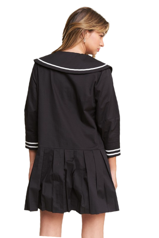 Apparel- In The Beginning Contrast Pleated Mini Dress