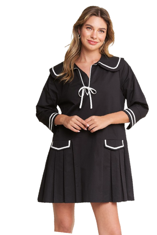 Apparel- In The Beginning Contrast Pleated Mini Dress