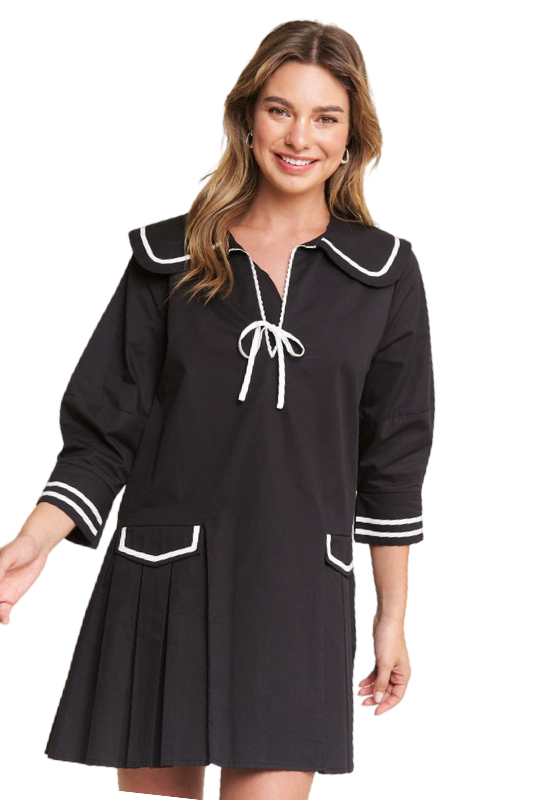 Apparel- In The Beginning Contrast Pleated Mini Dress