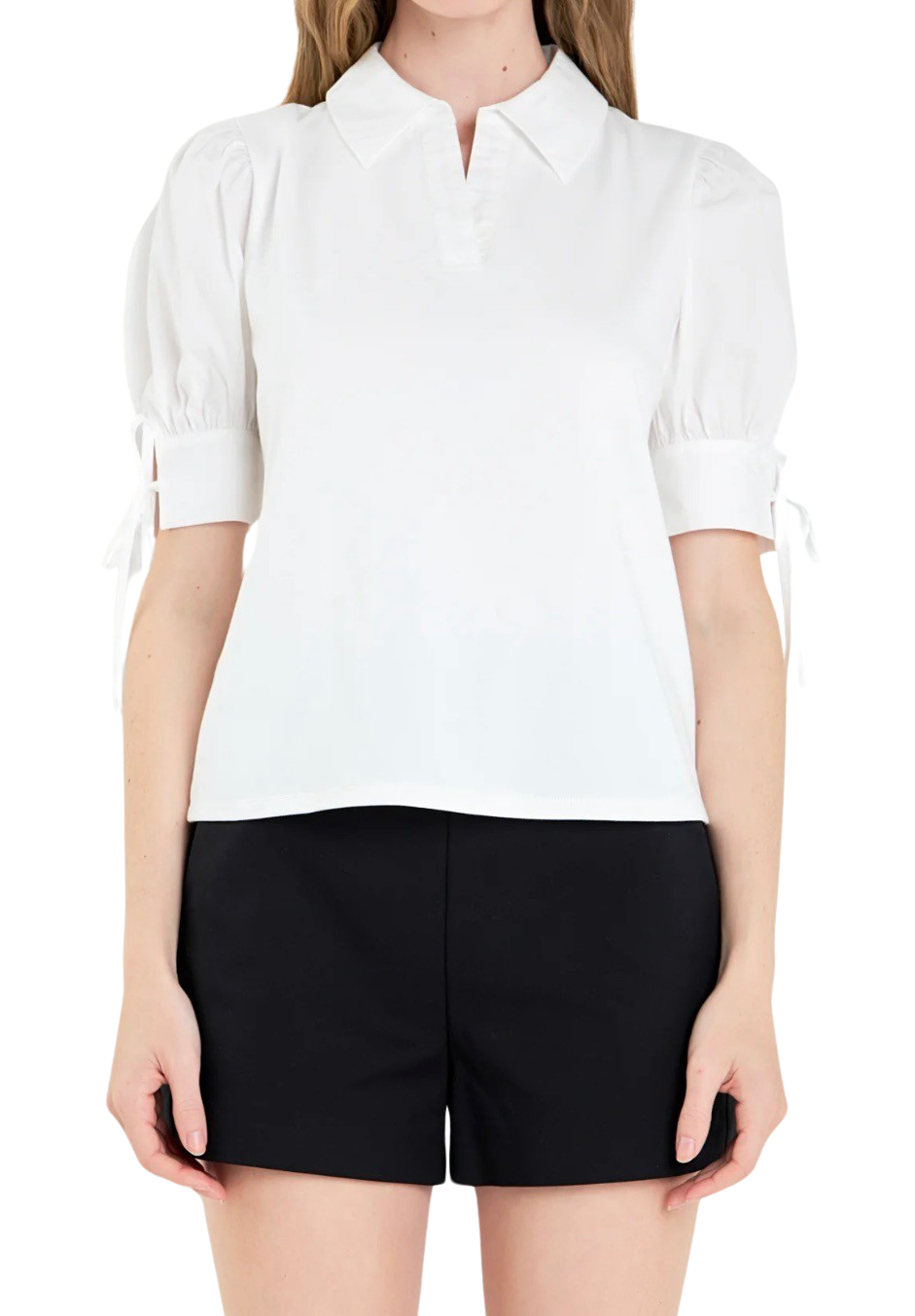 Apparel- English Factory Mix Media Collar Top