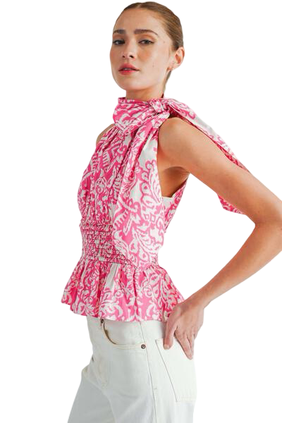 Apparel- Reset by Jane Sleeveless Smocked Peplum Top