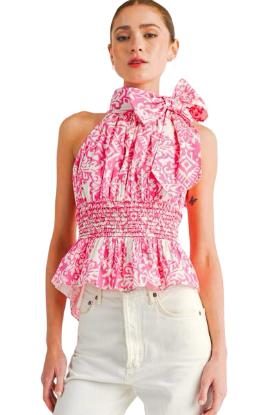 Apparel- Reset by Jane Sleeveless Smocked Peplum Top