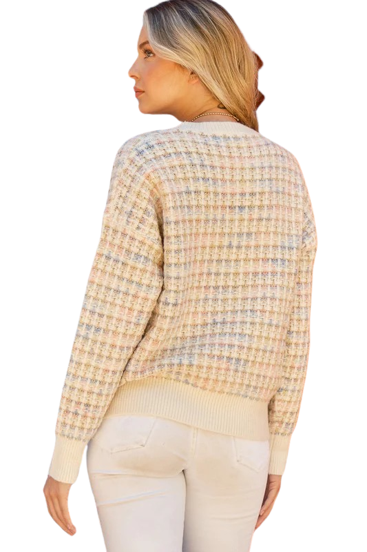 Apparel- And The Why Tweed Patterened Pullover Sweater