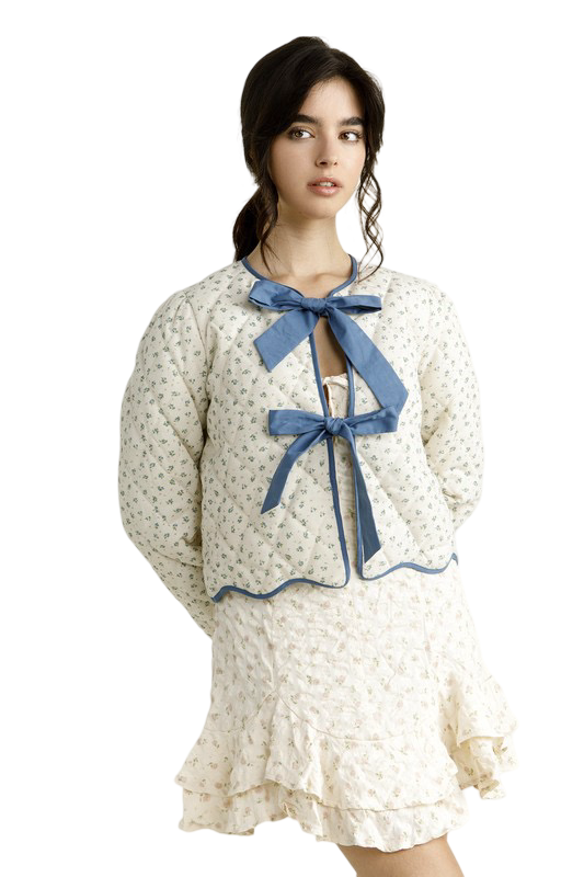 Apparel- Storia Floral Quilted Bow Jacket