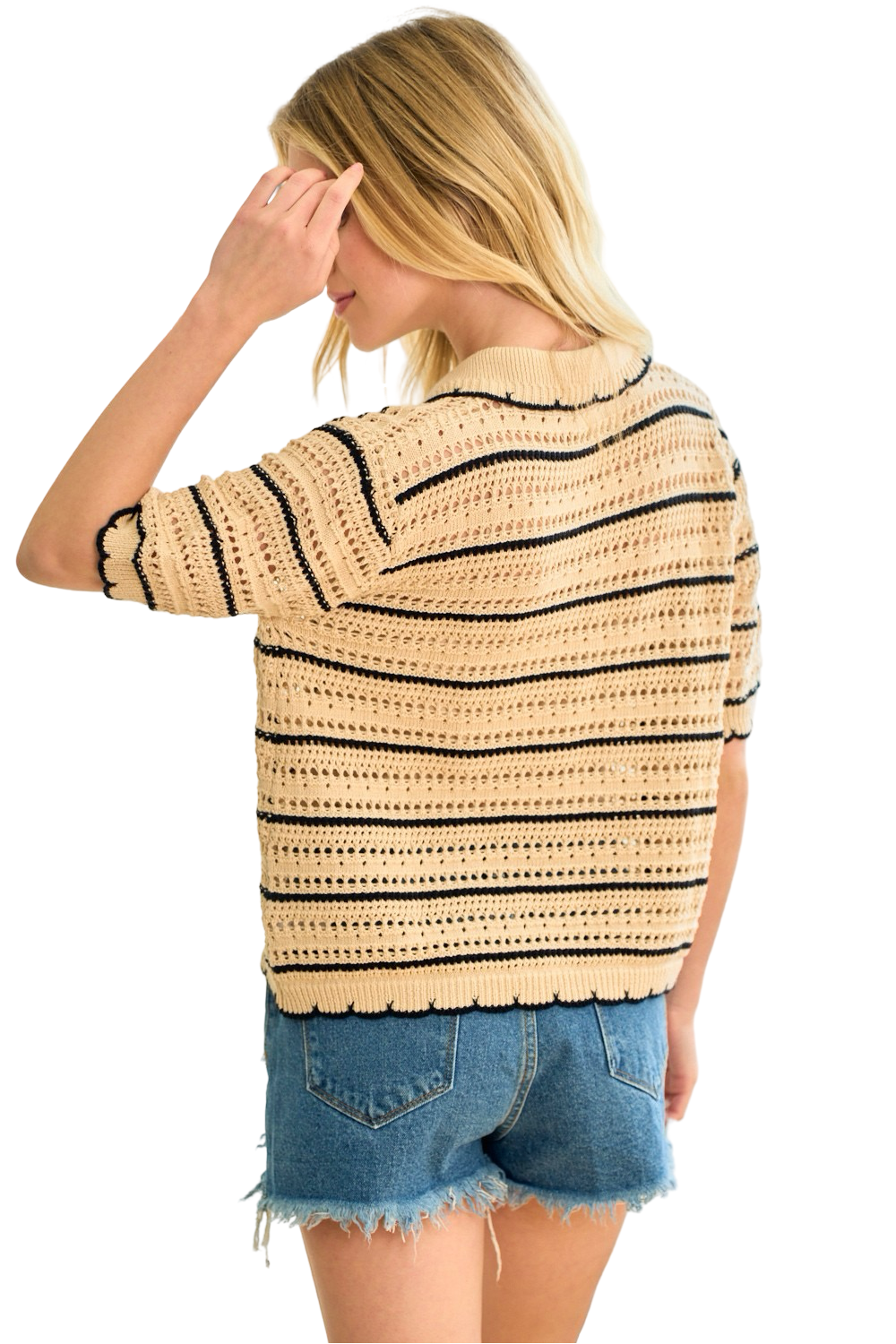 Apparel- Lovely Melody Short Sleeve Striped Summer Sweater