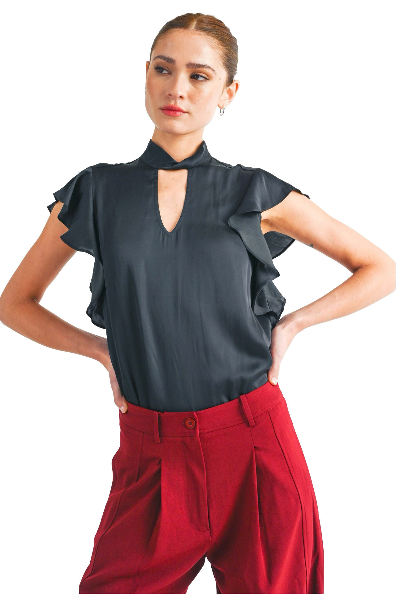 Apparel- Reset By Jane Luxi Twist Neck Blouse