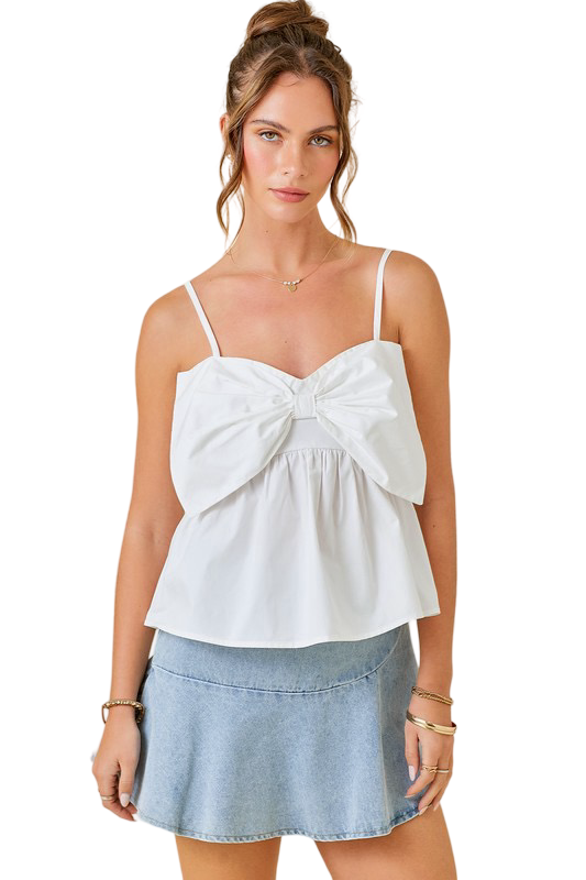 Apparel- Day + Moon Babydoll Top With Bow Detail