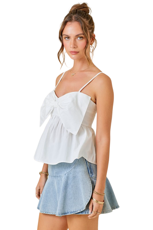 Apparel- Day + Moon Babydoll Top With Bow Detail