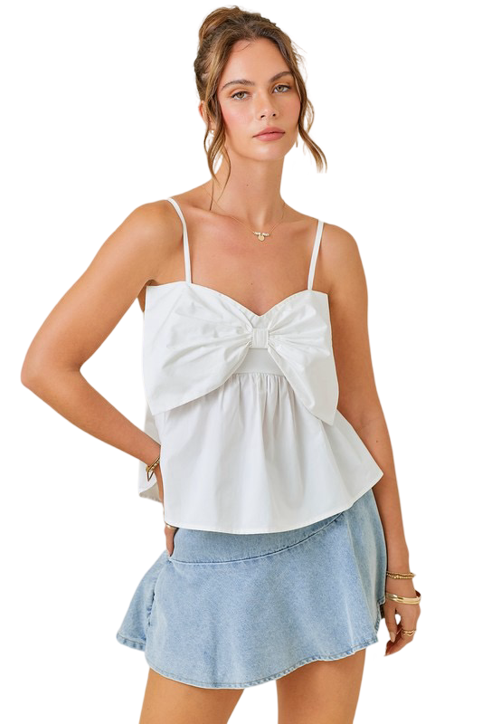 Apparel- Day + Moon Babydoll Top With Bow Detail