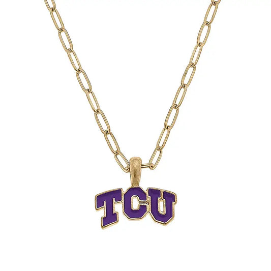 Necklaces- Canvas TCU Frogs Enamel Pendant