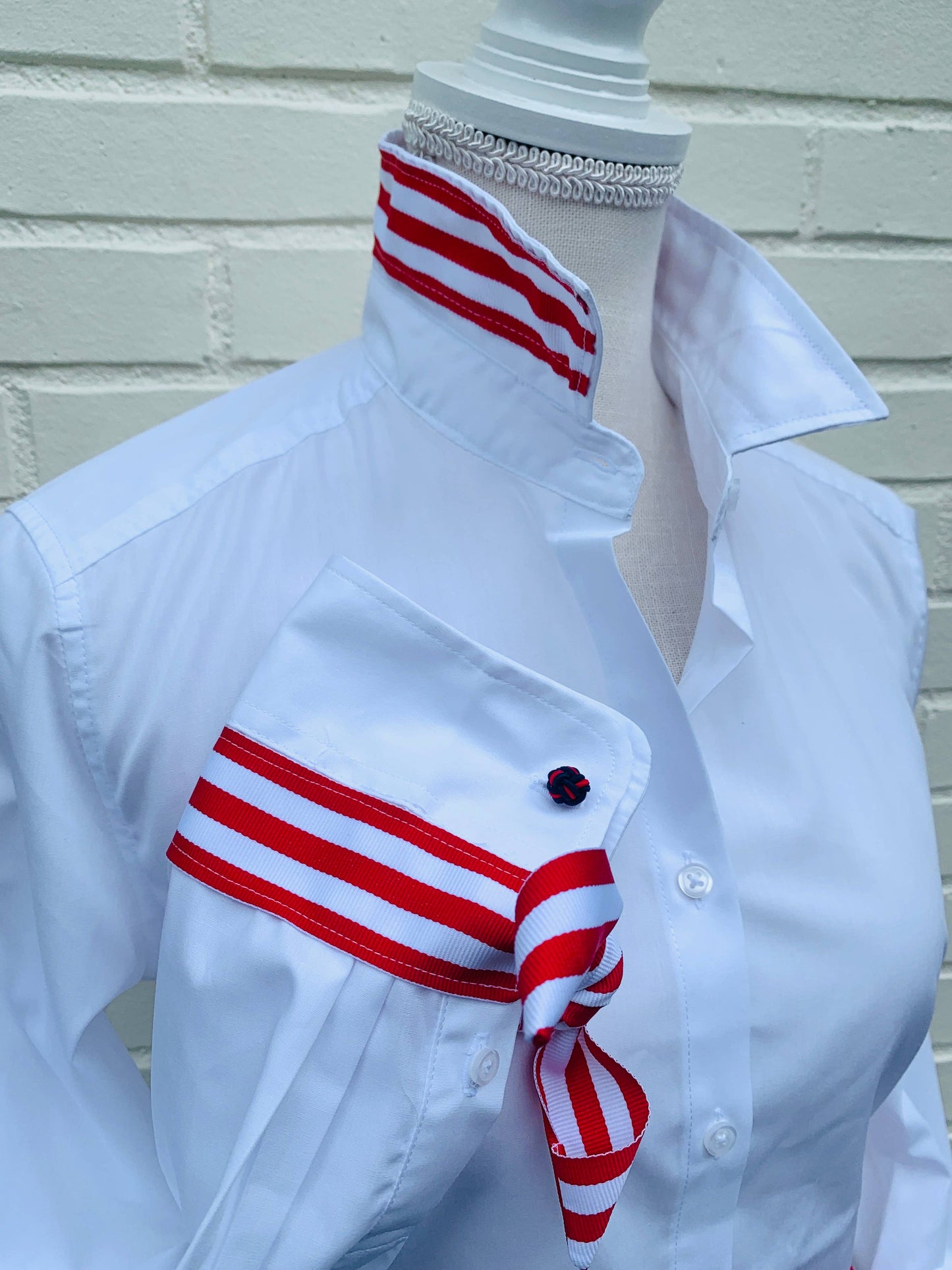 Apparel- Pearly Vine Audrey Ribbon FC - White w Red & White Stripe Ribbon