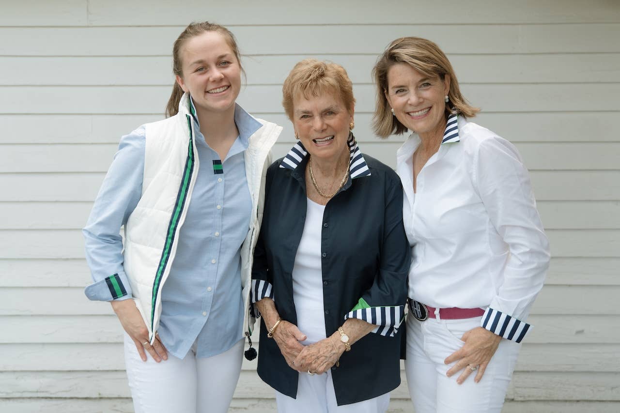 Apparel- Pearly Vine Casie 2 Blue Oxford w/Navy & Green Stripe Ribbon