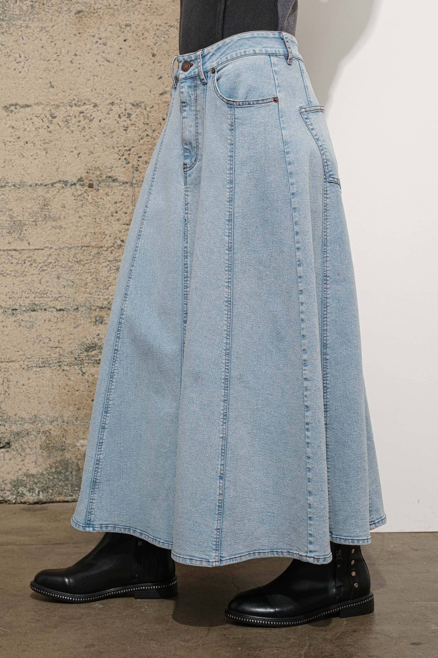 Apparel- Blue B. High Waist Vintage Full Long Skirt