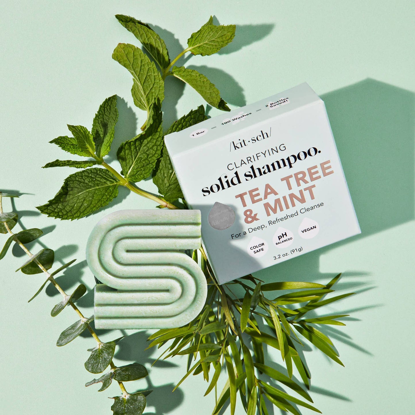 Hair- Kitsch Tea Tree + Mint Clarifying Shampoo Bar