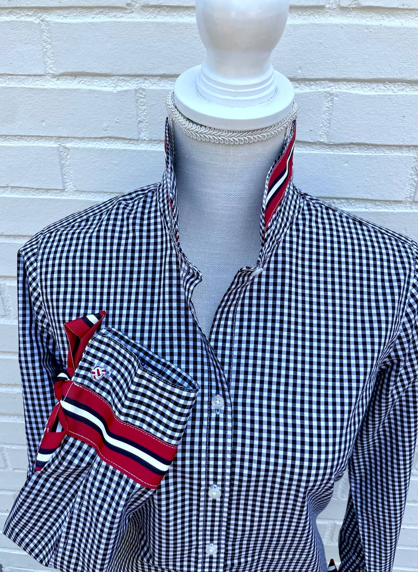 Apparel- Pearly Vine Audrey Ribbon FC Black Gingham w Black, Red & White Stripe