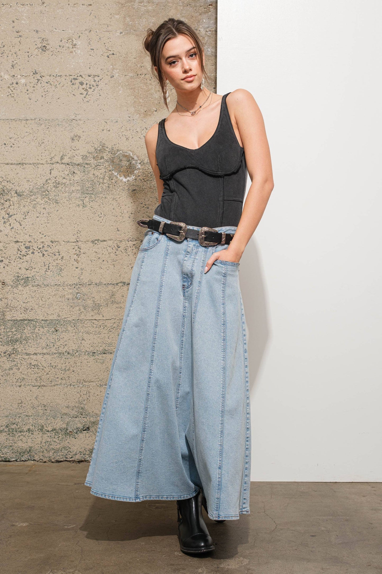 Apparel- Blue B. High Waist Vintage Full Long Skirt