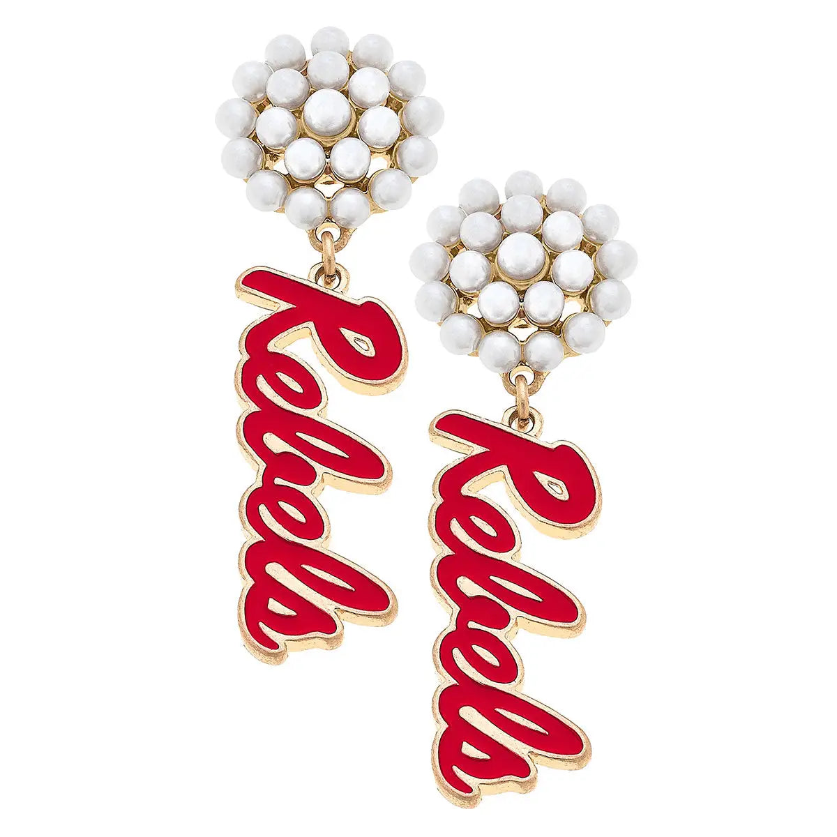 Earrings- Canvas Ole Miss Rebels Pearl Cluster Drop Earrings