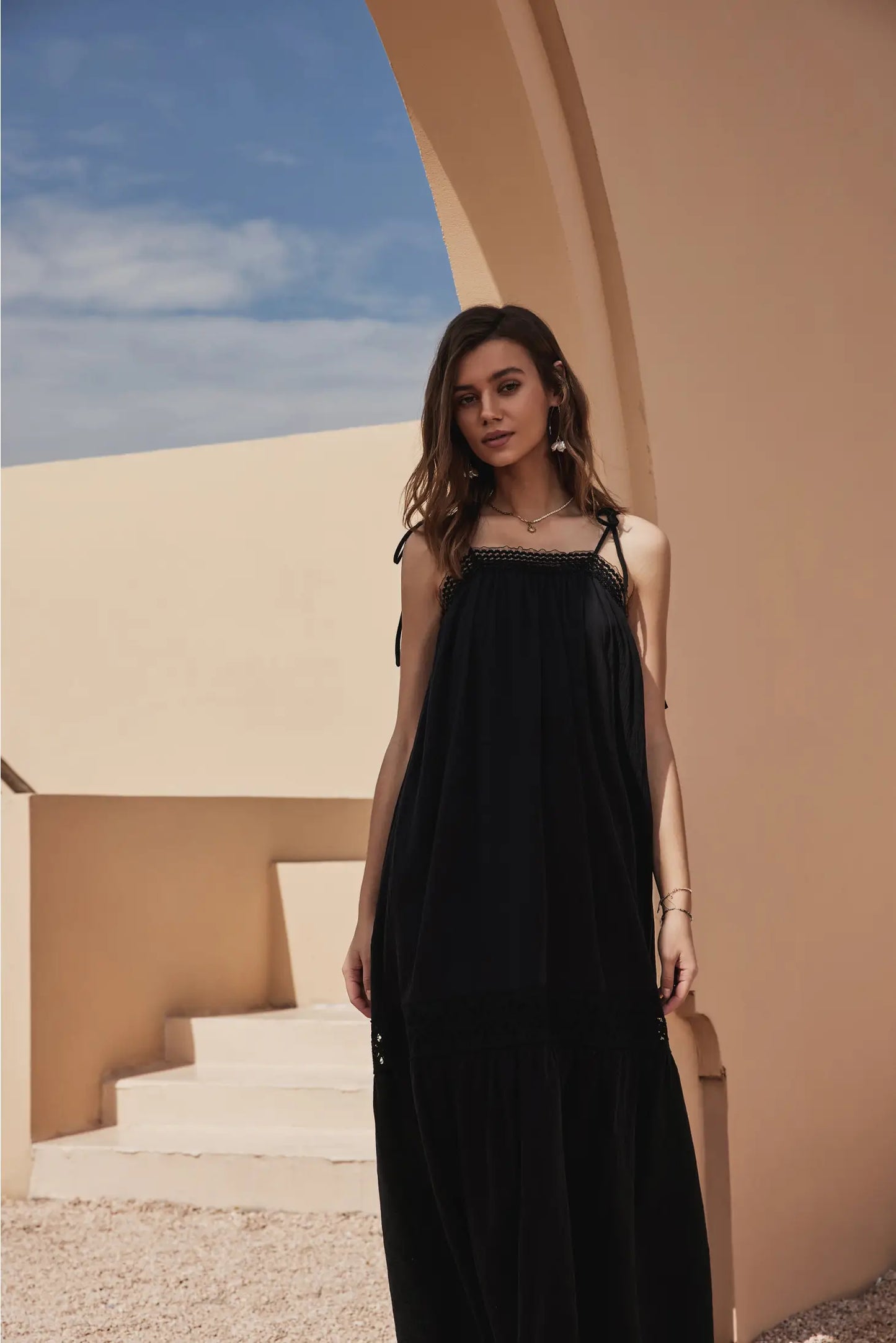 Apparel- Frieeah Elvira Cotton Nightgown Maxi Dress