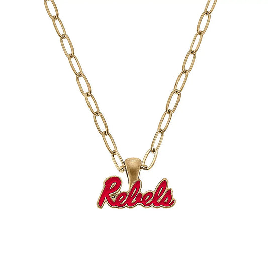 Necklaces- Canvas Mississippi Rebels Enamel Pendant