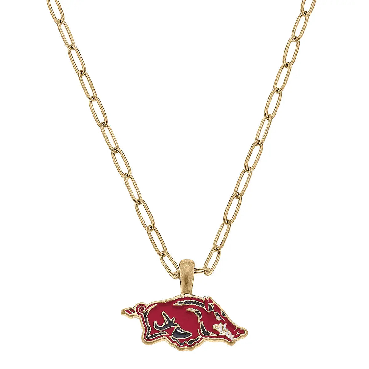 Necklaces- Canvas Akansas Razorbacks Pendant in Cardinal