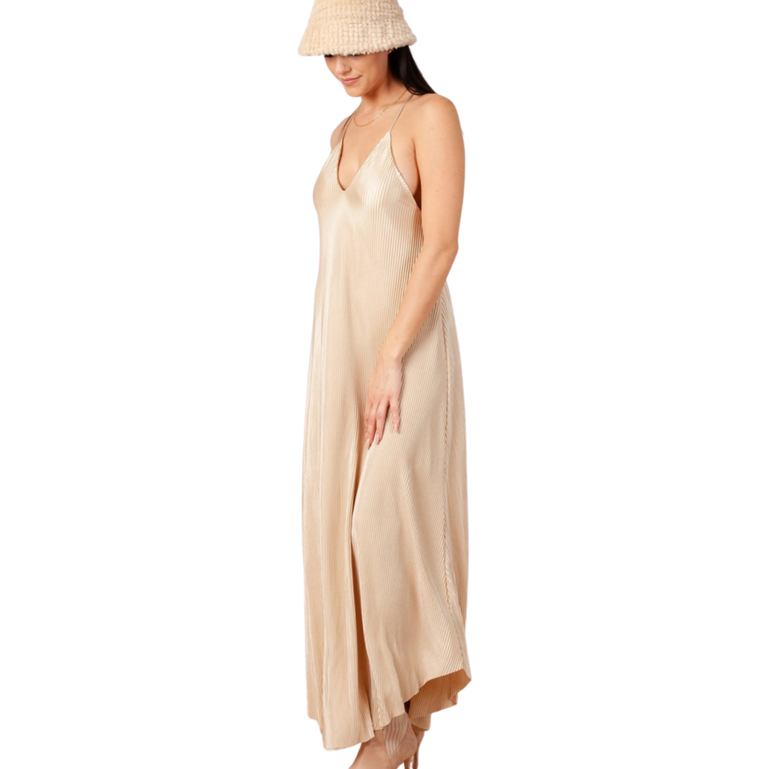 Apparel- Lucca Khloe Plisse Slip Dress