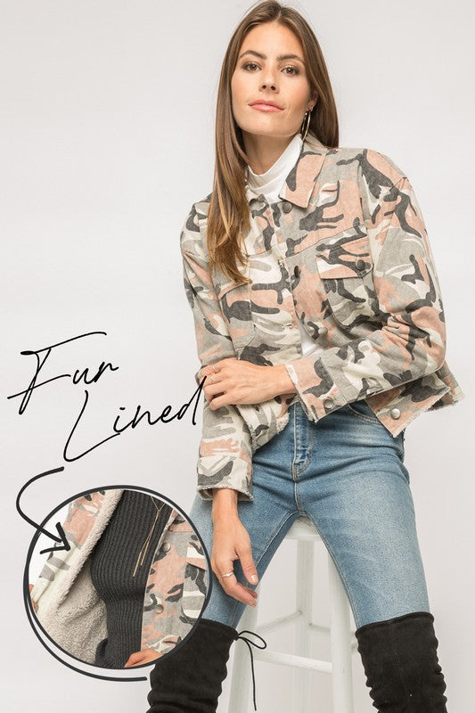 Fur lined clearance camo jacket