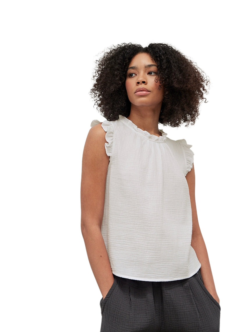 Apparel- Grade and Gather Double Gauze Ruffle Blouse