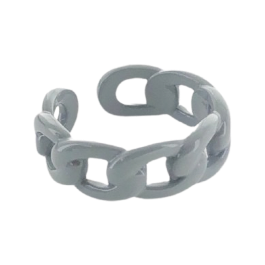 Rings- M&E Bling Enamel Chunky Curb Chain Ring